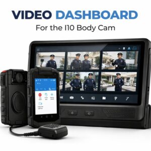 Zamatrack video management dashboard for I10 body camera showing live monitoring, video playback, and footage management interface.